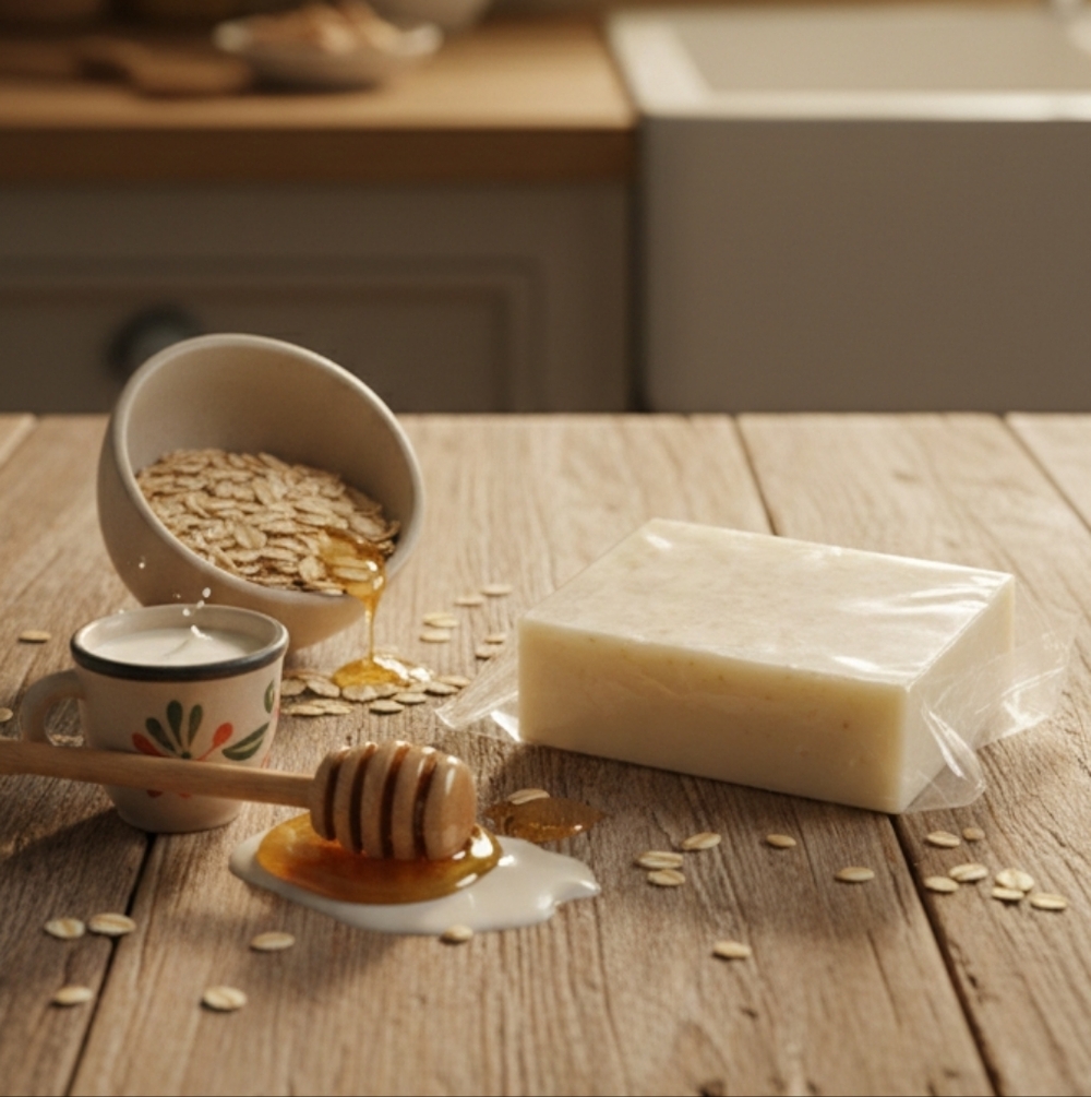 Natural Oatmeal Milk And Honey Cream Soap Bar